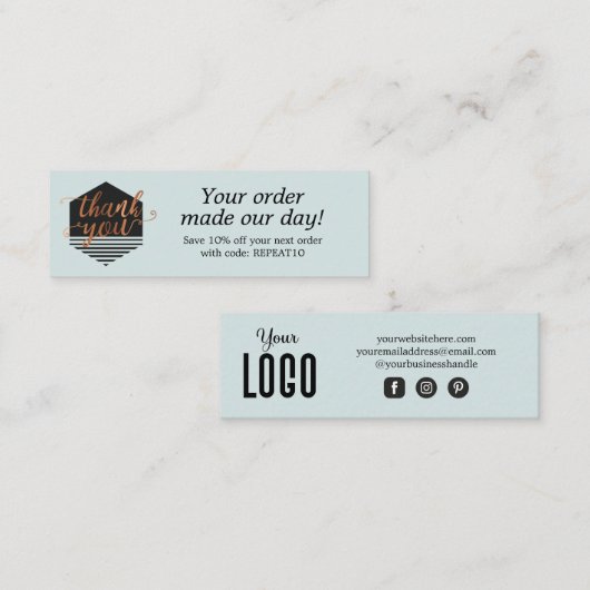 モダンカスタムサンキューカード スキニー名刺 (正面/裏面)