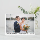 モダンカスタムシンプルScript結婚 Photo's サンキューカード (スタンド正面)