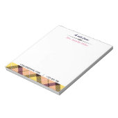 モダンカスタムスクリプト名EメールTel Plaidタータンチェック ノートパッド (回転)