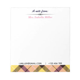 モダンカスタムスクリプト名EメールTel Plaidタータンチェック ノートパッド