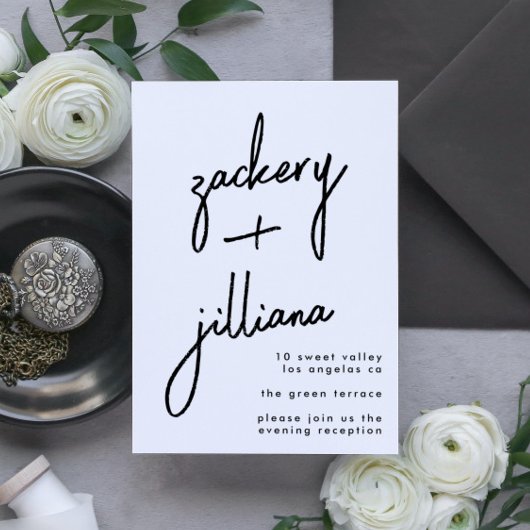 モダンカスタムスタイリッシュ名の披露宴 エンクロージャーカード