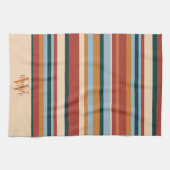 モダンカスタムストライプイニシャル名 キッチンタオル (横)