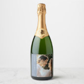 モダンカスタムスパークリングワインワディングフォト スパークリングワインラベル (正面)