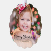 モダンカスタムタイポグラフィ写真 オーナメントカード (左)