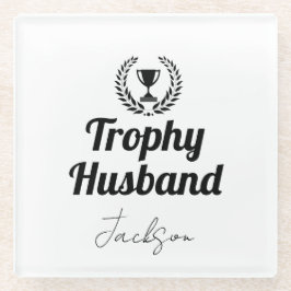 モダンカスタムトロフィーサマンネームブラック ガラスコースター