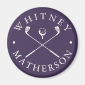 モダンカスタムネームゴルフクラブ パープルとホワイト マグネット (正面)