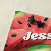 モダンカスタムネーム楽しいスイカ ビーチタオル (インサイチュ)