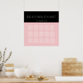 モダンカスタムバラピンク色ブロックのシーティングチャート ポスター (キッチン)