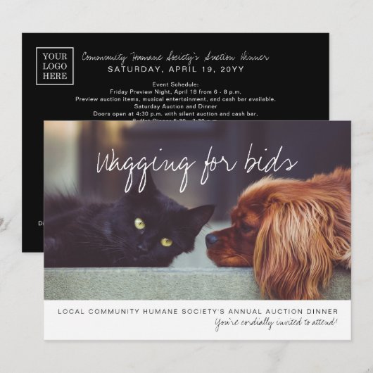 モダンカスタムビジネスロゴ会社イベントパーティー 招待状 (正面/裏面)