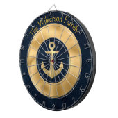 モダンカスタムファミリ名航海の青と金ゴールド ダーツボード (正面右)