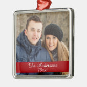 モダンカスタムフォトシルバー メタルオーナメント (左)