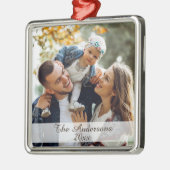 モダンカスタムフォトシルバー メタルオーナメント (左)