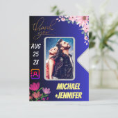 モダンカスタムフローラ写真QRコード結婚 サンキューカード (スタンド正面)