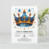 モダンカスタムプリンスクラウン誕生日 招待状 (スタンド正面)