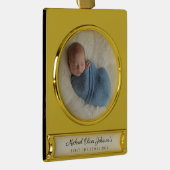 モダンカスタムベビー初めてのクリスマス写真 ゴールドプレートバナーオーナメント (右)