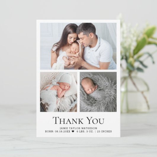 モダンカスタムベビー3写真誕生の詳細 サンキューカード (スタンド正面)