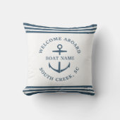 モダンカスタムボート名ウェルカムアボードいかり クッション (正面)
