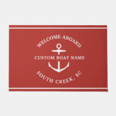 モダンカスタムボート名ウェルカムアボードいかり ドアマット (正面)