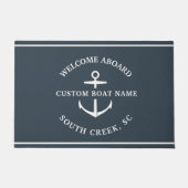 モダンカスタムボート名ウェルカムアボードいかり ドアマット (正面)