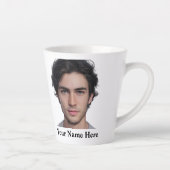 モダンカスタムポートレート写真名テンプレート カフェラテマグ (右)