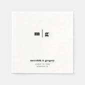 モダンカスタムミニマルモノグラム結婚ズ スタンダードカクテルナプキン (正面)