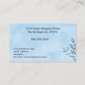 モダンカスタムメイクアップアーティストブルーウォーター色 名刺 (裏面)