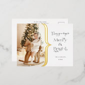 モダンカスタムメリータイポグラフィ写真 箔シーズンポストカード (正面/裏面)