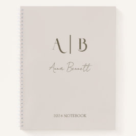 モダンカスタムモノグラムイニシャル名ライトベージュ ノートブック
