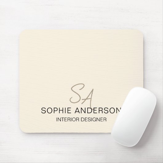 モダンカスタムモノグラムクリームプロフェッショナル事業 マウスパッド (マウス)