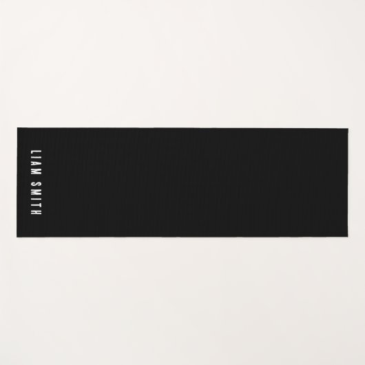 モダンカスタムモノグラム名ブラックノートブック ヨガマット (正面(横))