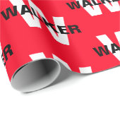 モダンカスタムモノグラム名明るい赤のギフト ラッピングペーパー (ロールコーナー)