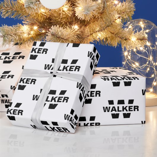 モダンカスタムモノグラム名 ラッピングペーパー (クリスマス)