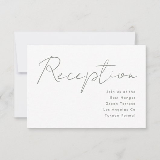 モダンカスタムリハーサルディナーセージグリーンホワイト 招待状 (正面)