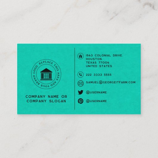 モダンカスタムロゴシンプルミニマルSNS 名刺 (裏面)