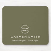 モダンカスタムロゴ付き緑のオリーブ マウスパッド (正面)