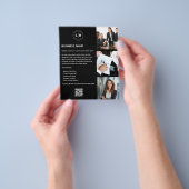 モダンカスタムロゴ写真QRブラックビジネス チラシ (手)