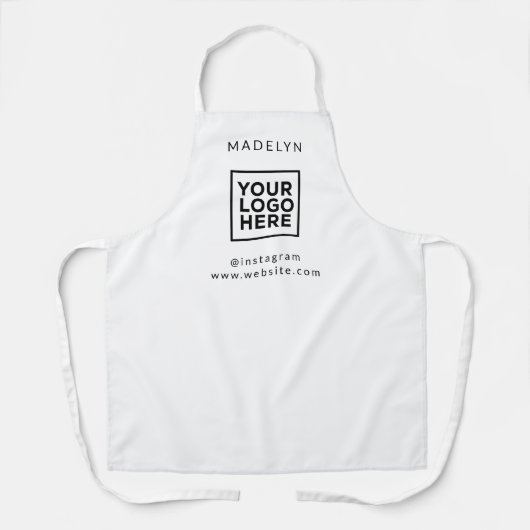 モダンカスタムロゴ従業員スタッフ名白 エプロン (正面)
