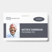 モダンカスタムロゴ従業員名バーコード バッジ (正面)