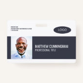 モダンカスタムロゴ従業員名バーコード バッジ (正面)