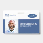 モダンカスタムロゴ従業員名バーコード バッジ (Front)