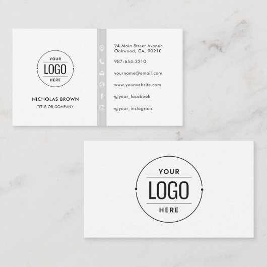モダンカスタムロゴ・ミニマルモダン主義ソーシャル・メディア 名刺 (正面/裏面)