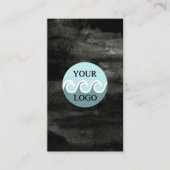 モダンカスタムロゴaquarelブラック縦型 名刺 (正面)