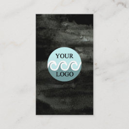 モダンカスタムロゴaquarelブラック縦型 名刺