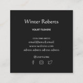 モダンカスタムロゴaquarel白黒スクエア スクエア名刺 (裏面)