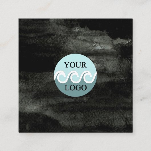モダンカスタムロゴaquarel白黒スクエア スクエア名刺 (正面)