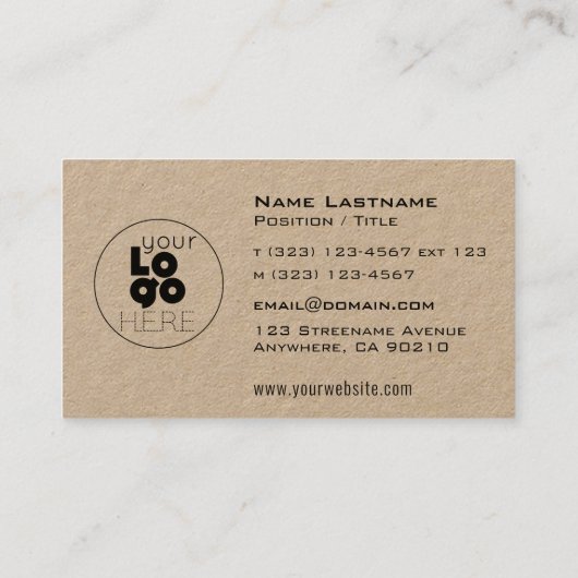 モダンカスタムロゴKraft男らし名刺 名刺 (裏面)