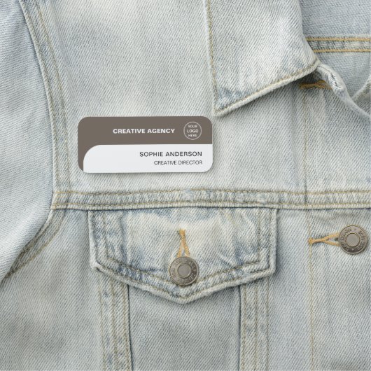 モダンカスタムロゴTaupe従業員スタッフ 名札 (インサイチュ)