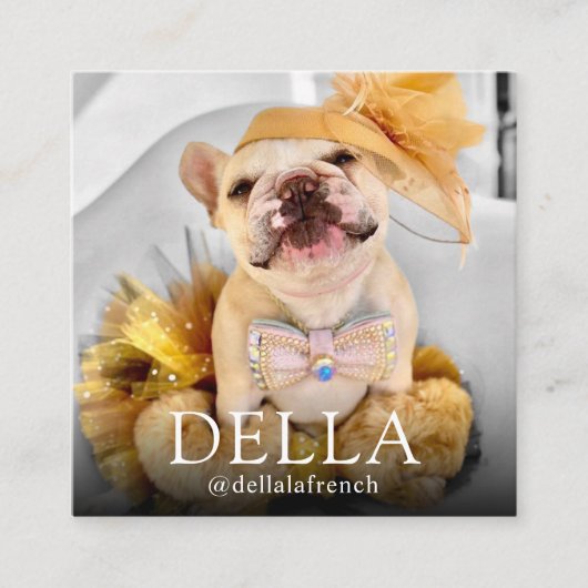 モダンカスタム二重写真スキャン可能QR | Della スクエア名刺 (正面)