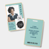 モダンカスタム先生写真ネームカード バッジ (正面＆裏面)