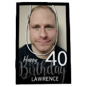 モダンカスタム写真と任意の年齢誕生日中間GI ミディアムペーパーバッグ (正面)